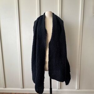 Cozy Black Bouclé Shawl Wrap‎ – One Size
